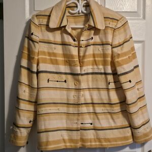 Alfred Dunner Striped Yellow and Black Women's Jacket